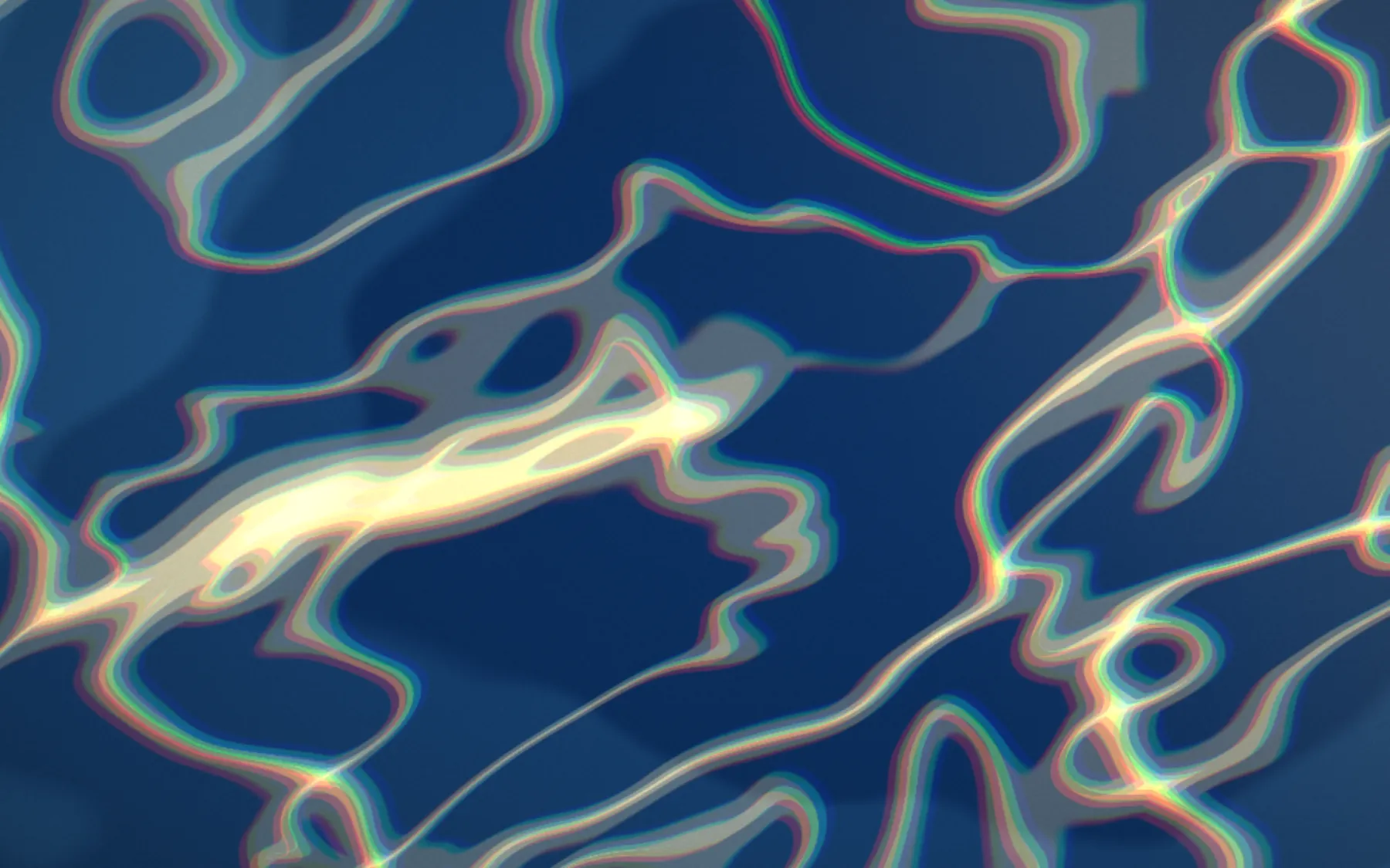 Lagon at golden hour: warm streaks of light rippling over deep blue water