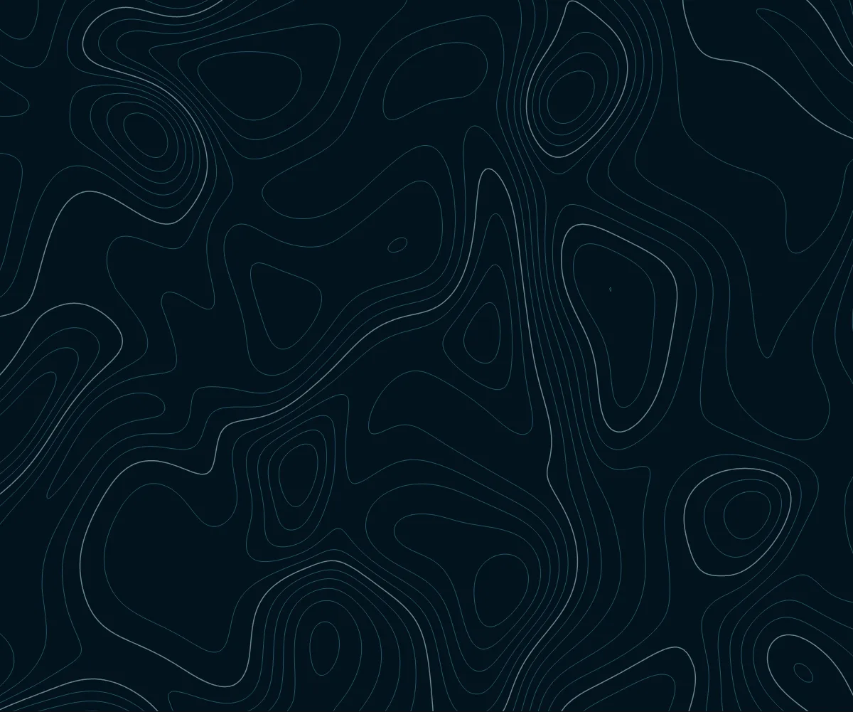 Light contour lines of a procedural terrain on a dark navy background